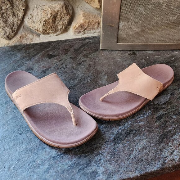 L.L. Bean Tan Suede Flip Flop Thong Sandals Size 10 - Picture 4 of 15